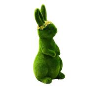 Statue De Lapin Floquée, Figurine Verte Mousse En Résine | Couronne Florale De 9,84 Pouces, Décoration Printanière, 320 G, Cette Élégante Sculpture Animale 3D Améliore Les Patios Des Jardins Des Burea