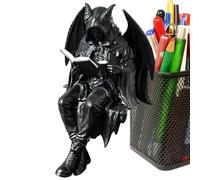Statue de lecture décorative - Effigie macabre, sculpture mystérieuse pour collectionneurs de livres, centre de table noirci avec finition artistique, accessoire effrayant, figurine sombre pour