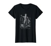 Statue de l'empereur Romain Augustus Rome Antique T-Shirt Graphique avec Valeur, Femme, Noir, L