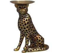 Statue De Léopard Doré Simulé sur Pied avec Plateau， Sculpture Haut De Gamme avec Plateau， Sculpture De Rangement pour Entrée D'Hôtel， Ornements Artistiques， Cadeaux d'affaires