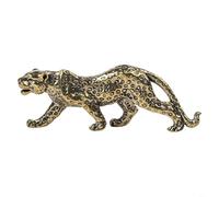 Statue de léopard en laiton, figurine d'animal vintage pour bureau, décoration de bureau dorée et décoration de maison et de jardin, sculpture compacte en laiton comme symbole de chance de table