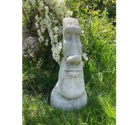 Statue de l'île de Pâques en forme de buste de Moai en pierre | Décoration de jardin reconstituée pour l'extérieur
