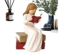 Statue de livre de lecture d'ange - Figurine en résine 12,5 x 8,9 x 8,7 cm, décoration détaillée de collection, sculpture souvenir de 210 g, décoration d'intérieur inspirante pour lecteur pour