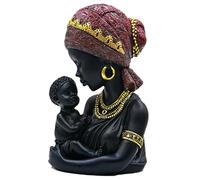 Statue de mère Africaine - Décoration d'intérieur en résine de 20 cm | Décoration d'art tribale Artisanale | Figurine ajoutant Un attrait Chaleureux et expressif pour Les Salons, Chambres