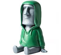 Statue de Moai de l'île de Pâques en résine, imitation pierre, porte-stylo, support de téléphone portable, décoration de bureau, étagère, table, etc. Cadeau parfait (gris)