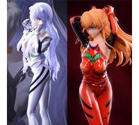 Statue de modèle Eva Asuka Langley et Rei Ayanami, pose agenouillée, décoration de chambre, produit dérivé d'anime, collection de peluches, petit cadeau, cadeau de Noël bleu et blanc,Support 18 cm,Rou