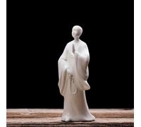 Statue de Moine Bouddha Chinois en céramique, Figurine de Moine Zen Bouddhiste en Porcelaine Blanche, Artisanat de Moine pour la décoration de Bureau à Domicile, Fournitures de décoration de bonsaï