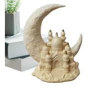 Statue de mosquée - 17 x 10 x 19 cm, statue festive, figurine 3D du festival du Moyen-Orient avec lumière LED pour collectionneurs, amateurs d'artisanat, maison, bureau, chambre à coucher, salon, étud