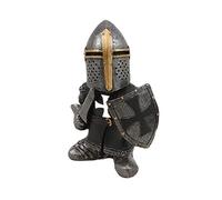 Statue de nain de garde de chevalier en résine artisanale gothique - Sculpture de nain gardien médiéval - Statue miniature de chevalier européen - Sculpture d'art de cour - Décoration de jardin et de