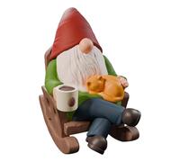 Statue de nain de jardin buvant du café, décoration de nains de jardin à bascule, figurine décorative pour intérieur ou extérieur, maison, terrasse, cour, pelouse