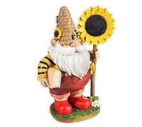 Statue de nain de jardin en résine peinte à la main, résistante aux intempéries pour décoration extérieure et intérieure, style pastoral mignon (A)