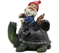 Statue de nain de jardin, vieil homme chevauchant une tortue en résine, décoration extérieure pour elfe, décoration naine pour cour, parcs, terrasse, Thanksgiving pour les américains
