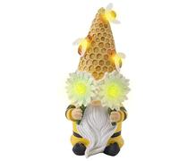 Statue de Nain en résine, Sculptures de Nain de Printemps en pour terrasse, lumières LED en résine, Sculpture de Jardin pour Cour, Porche, terrasse, Balcon