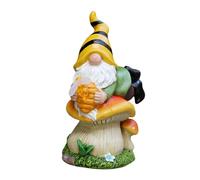 Statue de nain solaire, gnome solaire, résine sur gnome pour décoration de jardin | Statuette naine extérieure de jardin statue tenant le pot de miel, sculpture résistante à la
