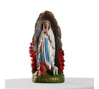 Statue De Notre-Dame De lourdee - Vierge Marie Figurine, St Bernadette Ornement | Sculpture De Résine Catholique Fabriquée À La Main, Bénie Vierge Avec Une Figurine D'agneau, Décoration Religieuse