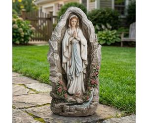 Statue de Notre-Dame de Lourdes - Statue de la Vierge Marie de 45,7 cm pour décoration de jardin catholique, sculpture de grotte Notre-Dame de Lourdes pour la maison, la cour, le patio, la pelouse, le
