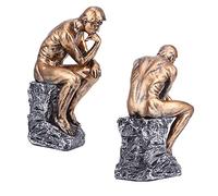 Statue de penseur,Statue du Penseur,Sculptures de Homme Pensant en Résine,Moderne Figure,Figurines Résines de penseur Figurine Abstraite créative pour Ornement d'étagère de Bureau à Domicile(Bronz)