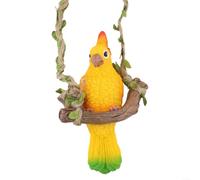 Statue de perroquet à suspendre en résine pour décoration de jardin, cour, animal tropical pour sculpture 15 cm (jaune)