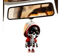Statue de petite statuette squelette, pendentif Skelton pour miroir de voiture, figurines squelettes, figurines squelettes, ornements de voiture avec balançoire squelette