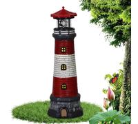 Statue De Phare Solaire - Phare Extérieur LED, Décoration De Phare en Résine | Statue Solaire Extérieure en Résine pour Patio, Lumières LED De Phare en Résine De Jardin, Figurine De Patio Extérieur À