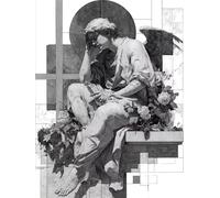 Statue de pierre Peinture Numero Adulte Enfant avec Cadre, Peinture par Numéro Rose Paint by Numbers Kit, Numero d'art avec 3 Pinceaux et Acrylique Loisirs Créatifs Adultes, Cadeau 70x90 cm Q-518