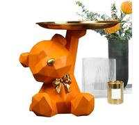 Statue de Plateau de Rangement d'ours Mignon, Statue d'ours avec Plateau de Rangement | Boîte de Rangement de Bijoux clés de Sculpture Animale en résine | Statue Debout d'ornement de Figurine Zorq