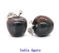 Statue De Pomme En Cristal De Guérison,Décoration De La Maison,Pierre Précieuse,Pierre Naturelle,Figurine Sculptée,Ornement De Chambre,Cadeau De Noël,30mm - Type India Agate-1 Pcs