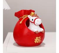 Statue de poney en résine conçue avec élément de sac à billets pour bureau, étagère, salon, étude, cheval - Article de décoration (C)