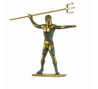 Statue de Poséidon - Dieu grec de la mer avec trident - Fabriquée à la main - Bronze massif - 14 cm
