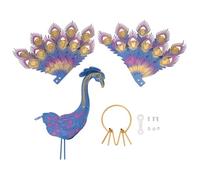 Statue de queue de paon, décoration de cour, Sculpture de paon, décor de jardin pour arrière-cour, porche, Patio, pelouse, multicolore S