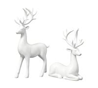 Statue de Renne 2 Pièces Sculpture de Cerf de Noël Décoration | Sculpture D'Élan Pour Les Fêtes Pour Hiver Intérieur Chambre Salon Bureau Bibliothèque Cheminée Entrée Table À