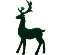 Statue de renne floquée rouge et vert en résine pour décoration de Noël | Résine floquée douce, motif renne debout, 16 x 7 x 29,5 cm, idéal pour la maison, le salon, la chambre à coucher (vert)
