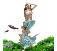 Statue de réservoir de poisson sirène - Figurines en résine avec 6 styles uniques, décoration d'aquarium pour scènes sous-marines thématiques | Char artificiel d'animaux de compagnie ou affichage de
