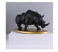 Statue de rhinocéros en résine - Sculpture de rhinocéros - Décoration d'intérieur - 22,9 cm - Figurine abstraite - Cadeau d'affaires - Décoration d'intérieur moderne - Accessoires (Noir)