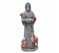 Statue de Saint François d'Assise 11, 8 Pouces de Haut Mangeoire à Oiseaux spirituelle avec écureuils Oiseaux cerf bénédiction résine Saint François d'Assise Pelouse Patio Décor Mangeoire à