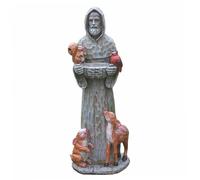 Statue de Saint François d'Assise 30 cm de haut - Mangeoire spirituelle pour oiseaux avec écureuils, oiseaux, cerf, bénédiction en résine - Saint François d'Assise