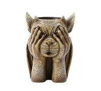 Statue de sculpture de jardin - Statues assises en béton pour intérieur et extérieur - Figurines d'Halloween ailées pour jardin, cour, maison NTf394 (kaki, 10,5 x 9 x 15 cm)