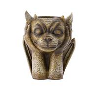 Statue de sculpture de jardin - Statues assises en béton pour intérieur et extérieur - Figurines d'Halloween ailées pour jardin, cour, maison NTf394 (marron, 10,5 x 9 x 15 cm)