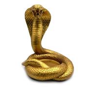 Statue de serpent cobra doré - Figurine d'animal de collection - Cadeau pour les amateurs de serpents, bureau, maison et extérieur