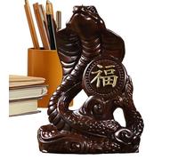 Statue de serpent en bois - Masque d'animal de l' serpentine, totem en bois à grain naturel, chef-d'œuvre artistique robuste, fait à la main, richesse spirituelle, santé, sacré de bénédiction