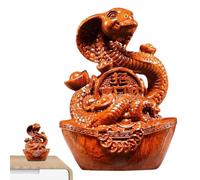 Statue de Serpent en Bois, Statue de l'année du Serpent | Figurine de Serpent du Nouvel an Chinois,Figurines de Serpent de Table pour Salon, Espace de Travail, Voiture, Salle d'étude,