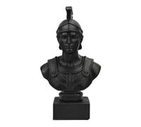 Statue de soldat romain buste centurion casque sculpture plâtre dur couleur noire faite à la main en Grèce décor militaire 22 cm