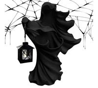 Statue de sorcière avec lanterne, sorcière en résine avec lanterne,Figurine de messager de l'enfer d'Halloween en résine avec lampe LED - Décoration d'Halloween pour entrée, cour, balcon, jardin, salo