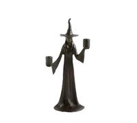 Statue de sorcière d'Halloween en résine avec bougeoirs, fabriquée pour autels rituels et décoration d'intérieur gothique, avec détails complexes en résine (B) bougies doubles