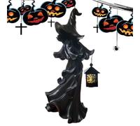 Statue de sorcière en résine vintage Halloween fantôme sans visage avec une lanterne