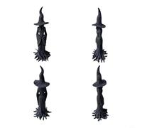 Statue de sorcière mystique noire pour forêt peinte à la main - Décoration gothique d'Halloween - Figurine en résine avec racines torsadées - Chapeau pointu - Décoration de bureau - Petite taille
