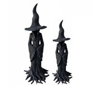 Statue de sorcière noire de la forêt mystique - Figurine de sorcière mystique gothique - Statue de sorcière d'Halloween - Décoration extérieure pour intérieur d'Halloween - Taille S
