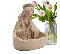 Statue de table de Marie - 14 cm - Figurine religieuse de Marie avec support de chapelet - Figurine de crèche de Madonna - Pour chrétiens - Convient pour la table à manger, l'église, le salon, la