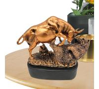 Statue de taureau et d'ours en résine de 12 cm | Statue de taureau de Wall Street | Artisanat exquis polyvalent pour les commerçants et les investisseurs | Décoration de bureau pour professionnels des