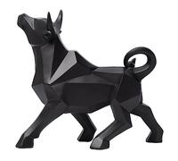 Statue de taureau Sculpture de taureau en résine Sculptures abstraites Décoration d'intérieur, Ornements pour armoires de bureau de chambre à coucher de salon, Statues géométriques Ornement,Noir
